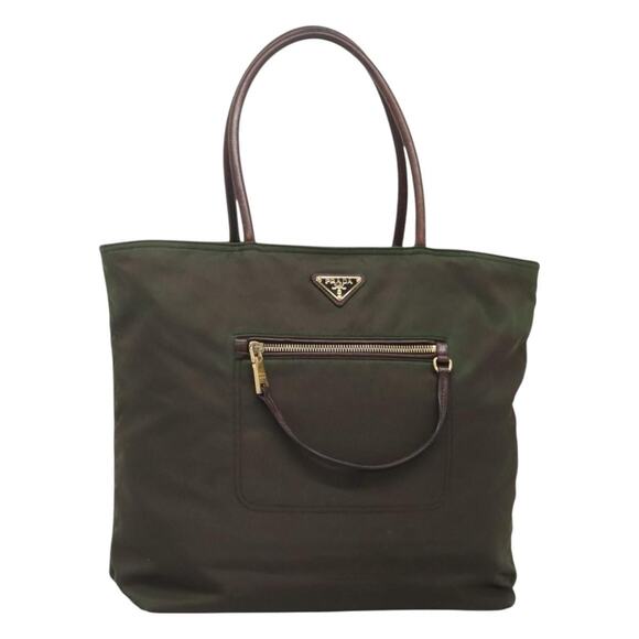 PRADA Tote Bag Nylon Khaki Gold - Picture 1 of 13